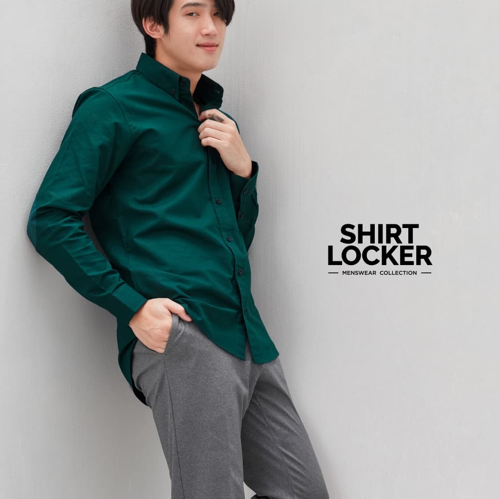 SHIRT LOCKER เสื้อเชิ้ตแขนยาว ทรงสลิม มีหน้าร้าน ตรงปก เนื้อผ้า Oxford สีไม่ตก ผ้าไม่หด รูปที่ 1