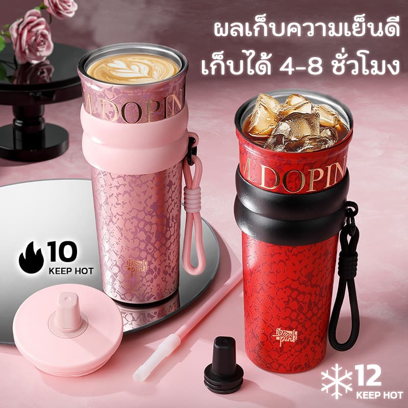 เก็บความเย็นได้ ใส่ในรถได้ พกไปไหนก็ง่าย newของขวัญวันเกิดสุดพิเศษ พกพาง่าย ใส่ในรถได้ กระติกน้ำหลอดสแตนเล รูปที่ 2