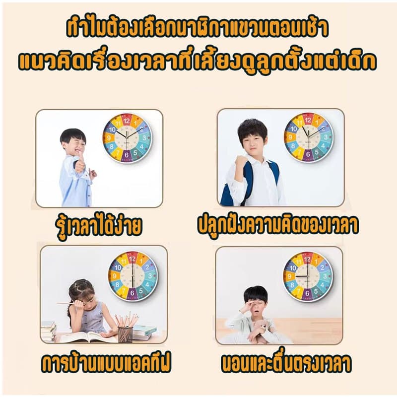 นาฬิกาบ้าน นาฬิกาแขวน นาฬิกาติดผนัง ขนาด 20cm หน้าปัดใหญ่ ตัวเลขใหญ่ เข็มเดินเรียบ ไร้เสียง ระบบ รูปที่ 4