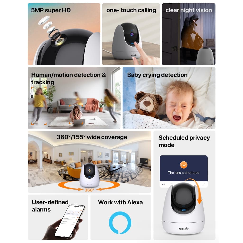 Tenda CP3/CP3 PRO/CP7 กล้องวงจรปิดไร้สาย Wifi 3MP / 5MP IP Security Camera 2K Resolution Infrared Night Vision รูปที่ 8