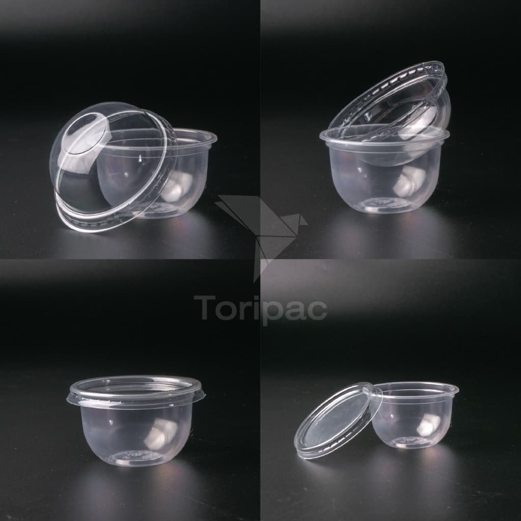 ถ้วยพลาสติก ทรงแคปซูล ขนาด 3 ออนซ์ ปาก 75 มม ถ้วยใส่ขนม พร้อมฝา ฝาโดม ฝาเรียบ รูปที่ 6