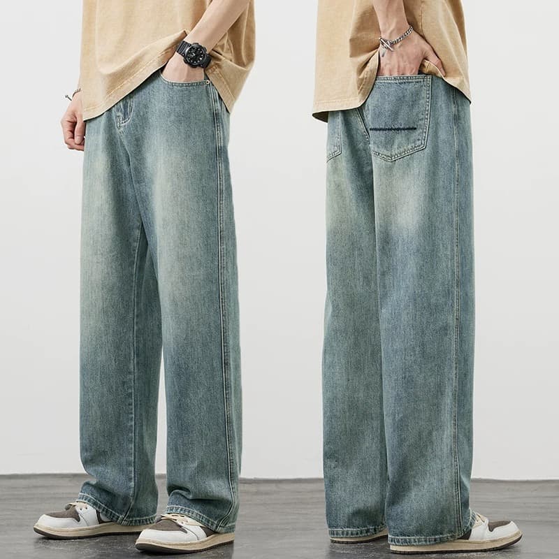 B&R สไตล์อเมริกันแนววินเทจ กางเกงยีนส์ Jeans สไตล์สตรีท การออกแบบกระเป๋า ความรู้สึกของรายละเอียด ระบายอากาศได้ดีใส่สบาย รูปที่ 8