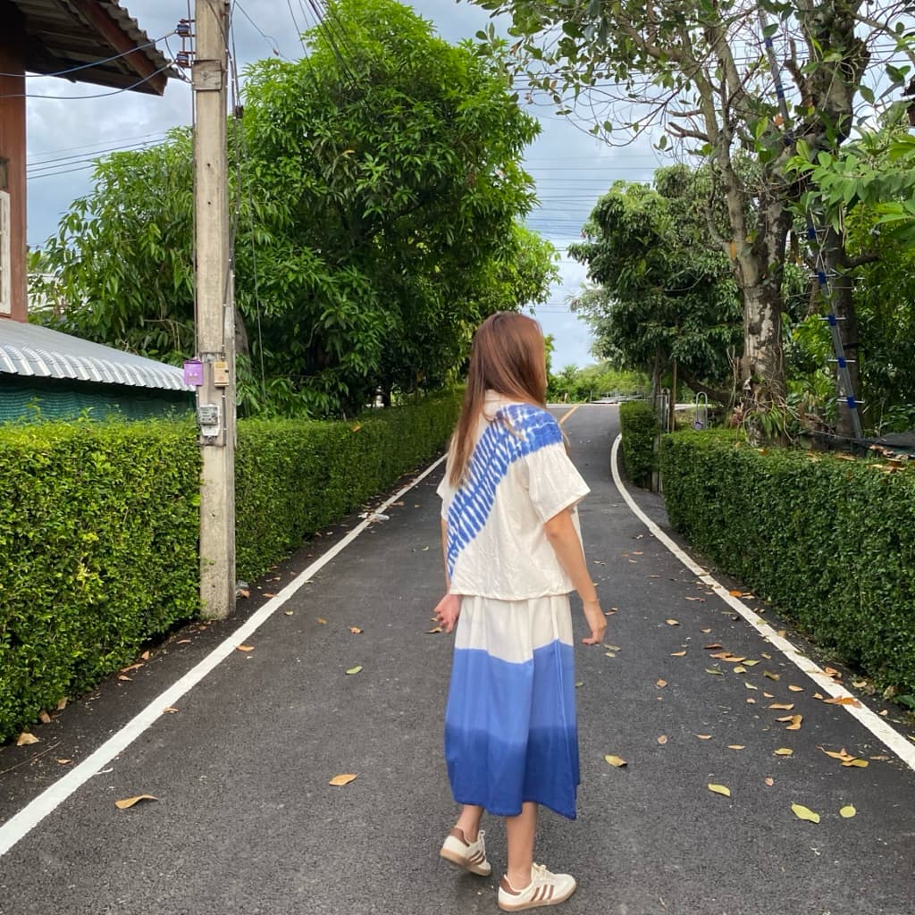 lamoonta กระโปรงผู้หญิง กระโปรงผ้าฝ้ายเอวยางยืด มีกระเป๋า2ข้าง รูปที่ 4