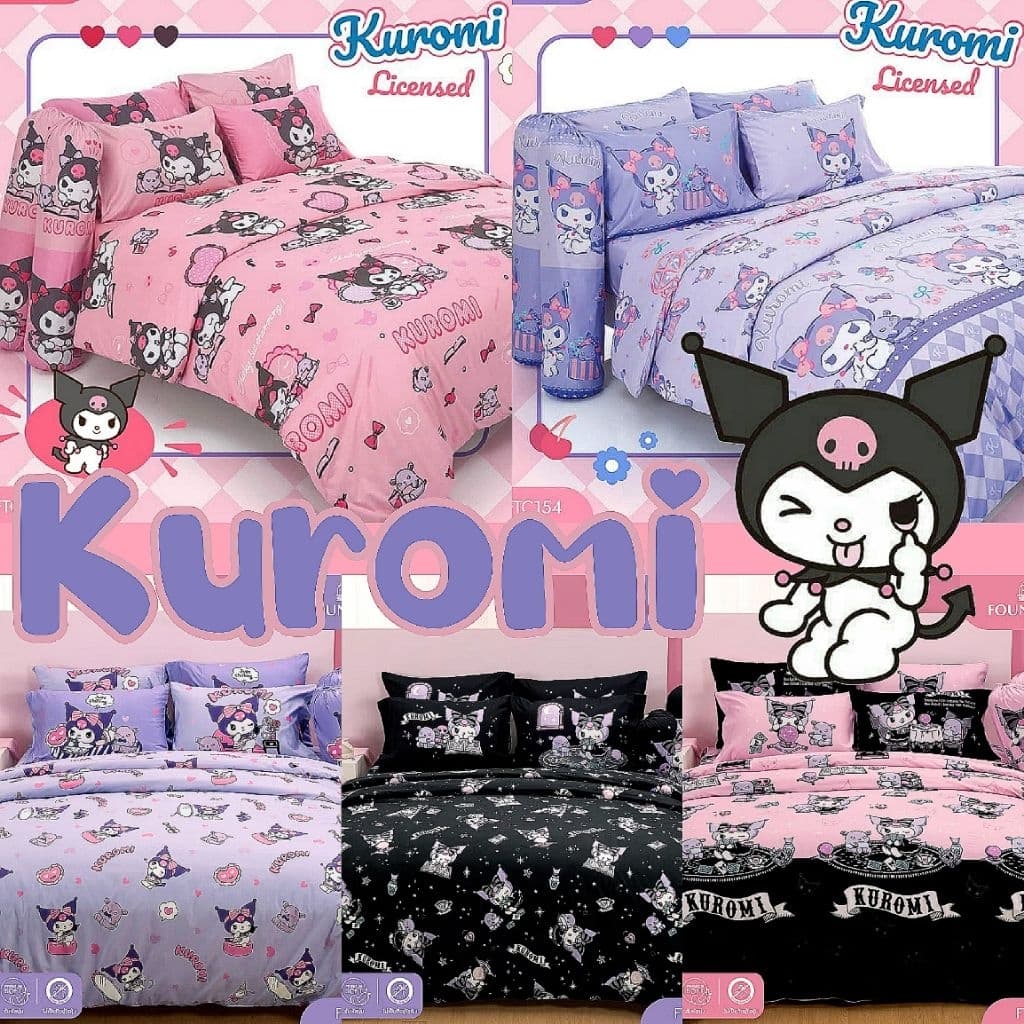 Fountain​ ลาย​ Kuromi : ผ้าปูที่นอน+ ผ้านวม​ รูปที่ 1