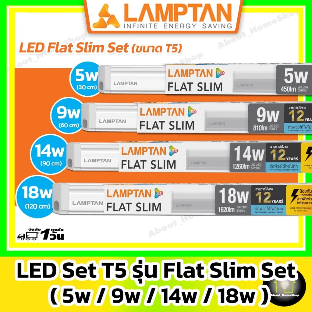 LAMPTAN - LED Flat Slim Set : 5w 9w 14w 18w รูปที่ 1