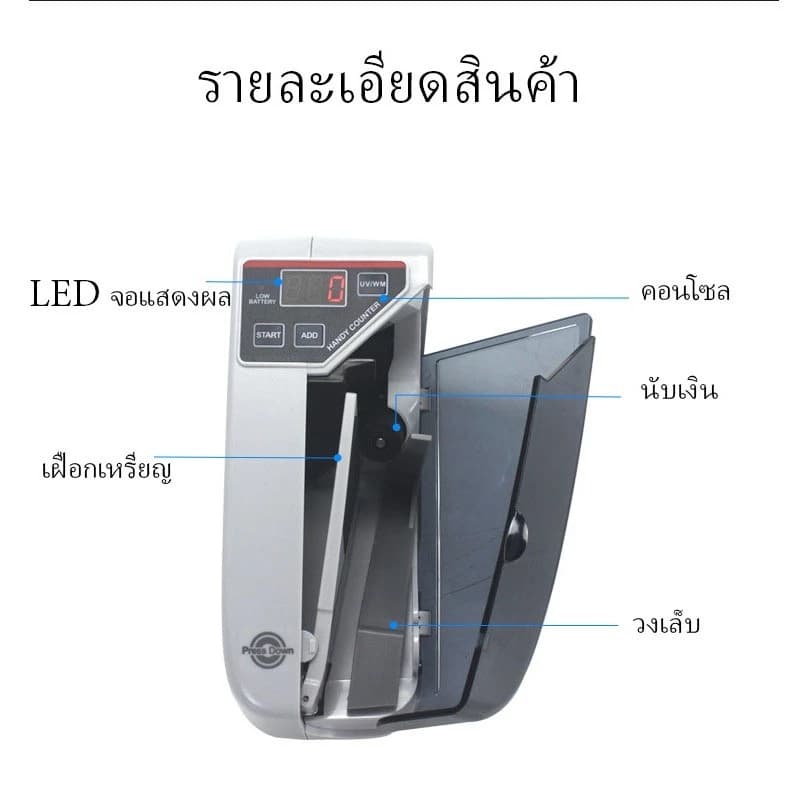 เครื่องนับเงิน ขนาดเล็กแบบพกพา แบบพกพตรวจแบงค์ปลอมได้ Mini Bill Cash Money Currency Counters Machine รูปที่ 6