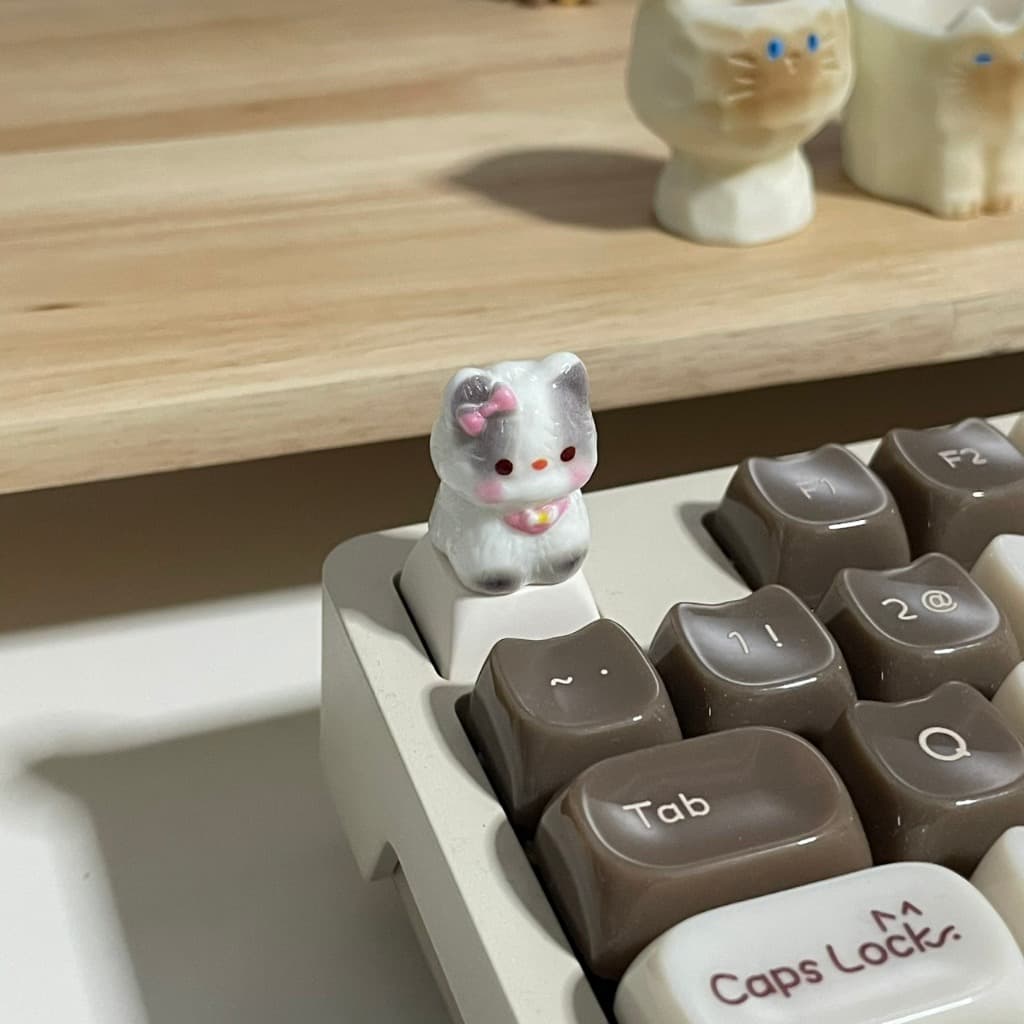 PNS074 คีย์แคปน้องแมวผูกโบว์ สำหรับ Mechanical Keyboard รูปที่ 3