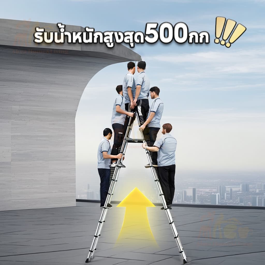 บันได บันไดพับได้ บันไดสแตนเลส บันไดช่าง รับน้ำหนักได้ 500KG ความยาว1.9-6เมตร ยืดหดได้ พกพาสะดวก แข็งแรงไม่โยก ทนทาน รูปที่ 3
