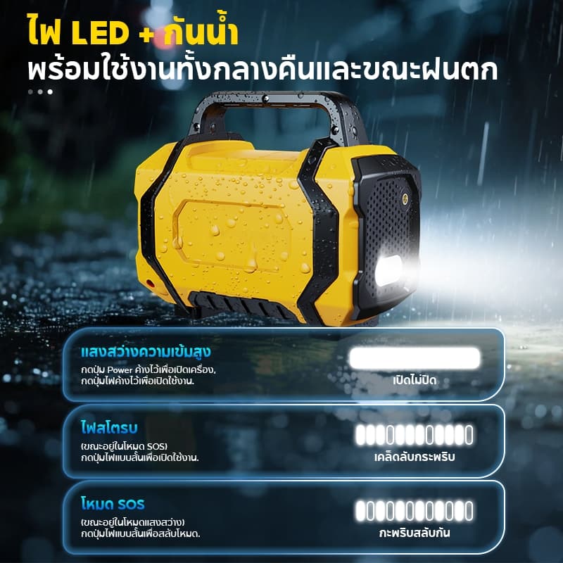 Celoglo ปีปั้มลมแบบพกพา เครื่องชาร์จแบตเตอรี่รถยนต์ ชาร์จไฟได้ จอLED 80W/12V รถพลังงานฉุกเฉินเริ่มต้นปั๊มลม ปั๊มลมไฟฟ้า รูปที่ 8