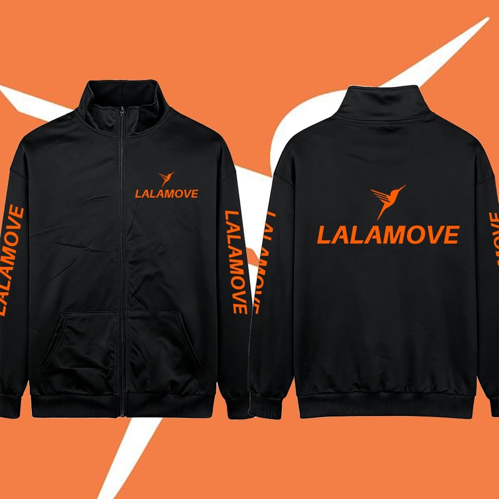LALAMOVE คาร์ดิแกน ลาลามูฟ โลโก้สีสด Stand up collar cardigan แบบสวม ซิป สกรีนแบบเฟล็ก PU Hooded cardigan M-3XL Unisex รูปที่ 2