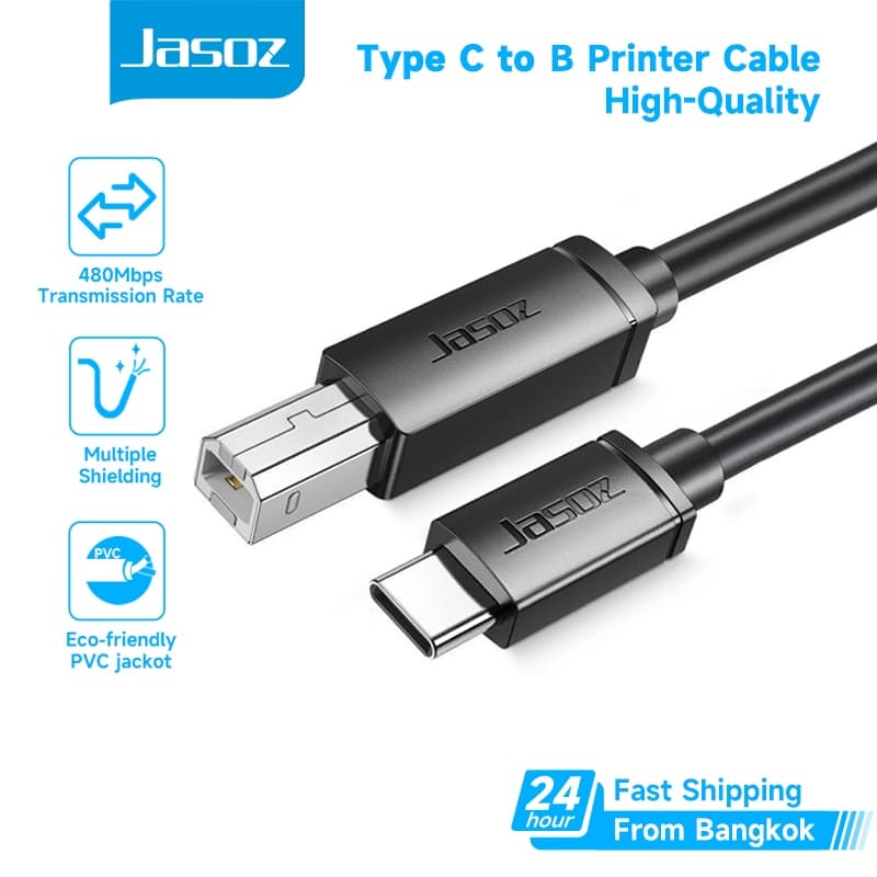 Jasoz สาย Type C ปริ้นเตอร์ Printer Cable USB Printer สาย เครื่องพิมพ์ USB C to Type B 2.0 Cable รูปที่ 1
