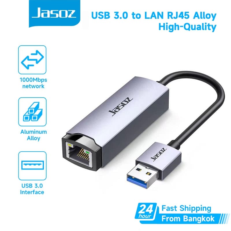 ⚡COD⚡Jasoz USB to Ethernet Adapter อะแดปเตอร์สายแลน USB3.0 Hub to Lan1000Mbs USB Gigabit Network Hub