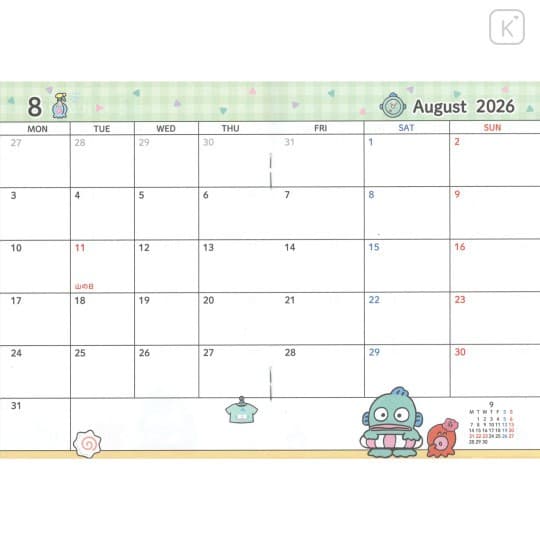 ไดอารี่ นำเข้าจากญี่ปุ่น ไม่มีวันหยุดภาษาไทย hg ขนาดA6 Japan Sanrio A6 Monthly Schedule Book - Hangyodon : Room 2026 รูปที่ 2
