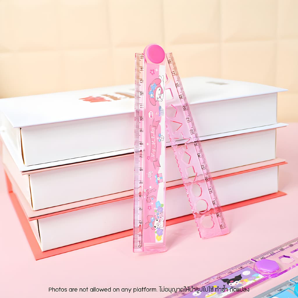 ไม้บรรทัดพับได้ Sanrio Foldable ruler ลาย Kuromi My Melody Cinnamoroll ไม้บรรทัดวาดรูป อุปกรณ์การเรียนเครื่องเขียนน่ารัก รูปที่ 4