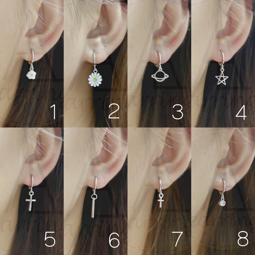 ต่างหูห่วงแต่งห้อยจี้ ห่วงแบบสปริงดีด จากไทย รูปที่ 1