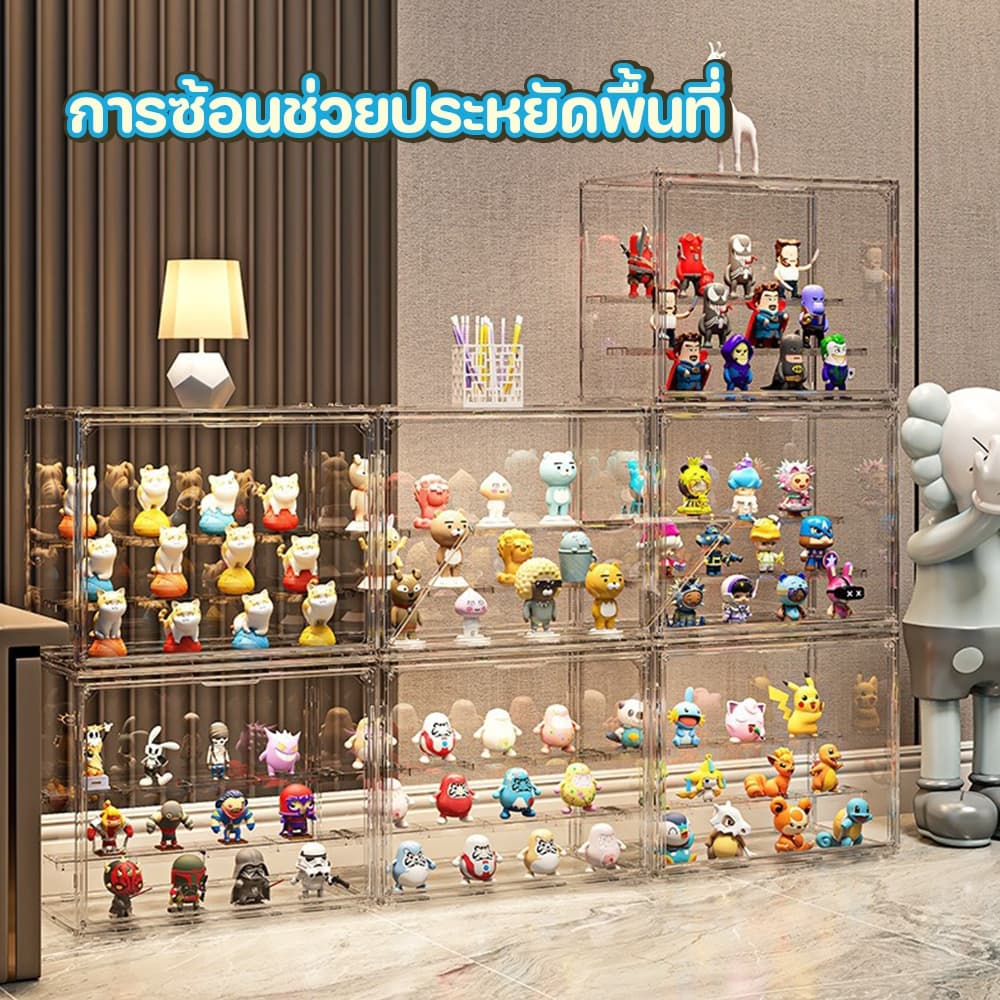 กล่องใส่โมเดล ตู้โชว์ตุ๊กตา ของสะสม กล่องใส มีหลายขนาด วางซ้อนได้ สําหรับหอพัก ห้องนั่งเล่น สํานักงาน ดีไซน์สวยงาม รูปที่ 1