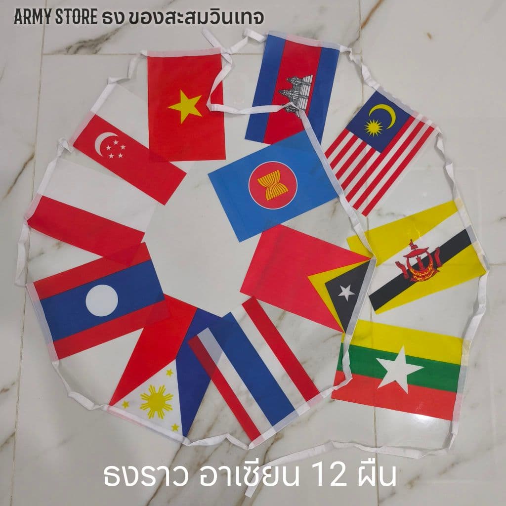<มีใบกำกับภาษี> ธงราว ธงเชือก นานาชาติ 200 ประเทศทั่วโลก คละชาติได้ เลือกชาติเองได้ String Flag Pole 200 Country รูปที่ 2