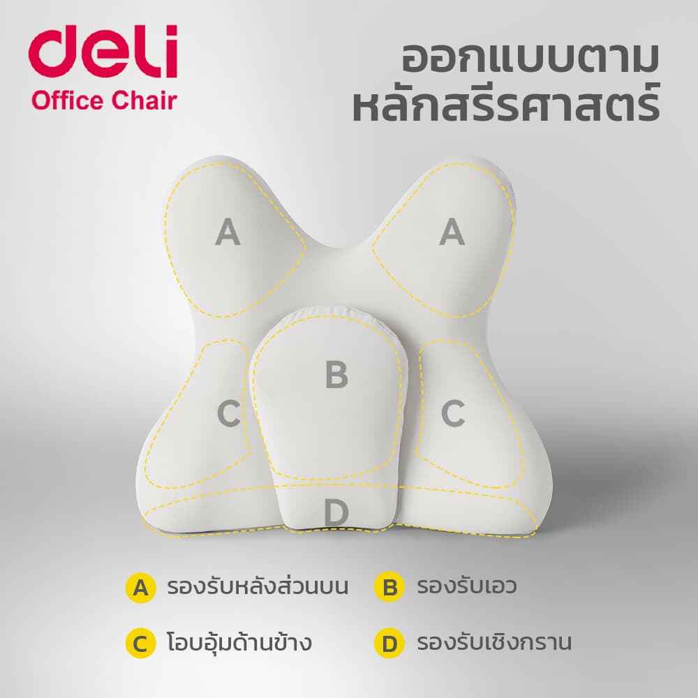 Deli เบาะรองหลังพื่อสุขภาพ ลดอาการปวดเมื่อย ออกแบบตามร่างกาย นั่งสบาย พกพาสะดวก Lumbar Support รูปที่ 4