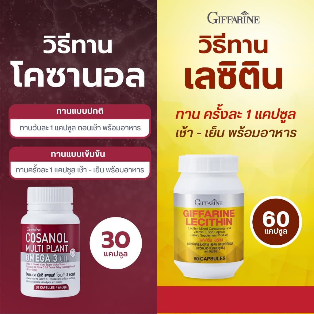 เลซิติน โคซานอลกิฟฟารีน บำรุงตับ ไขมันพอกตับ ไขมันในเลือดสูง โอเมก้า3 กิฟฟารีน lecithin cosanol รูปที่ 6