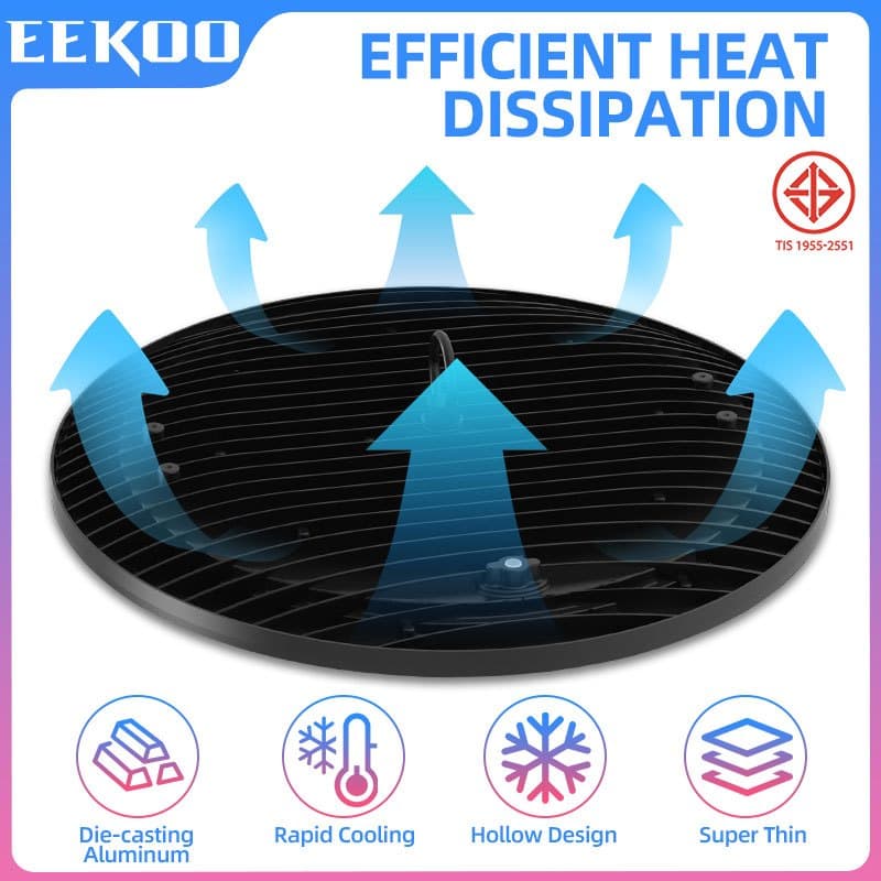 EEKOO โคมไฟไฮเบย์ โคมไฟโรงงาน 100W 150W 200W ใช้ในโกดัง ลานจอดรถ ในบริษัท สนามกีฬาและพื้นกลางแจ รูปที่ 6