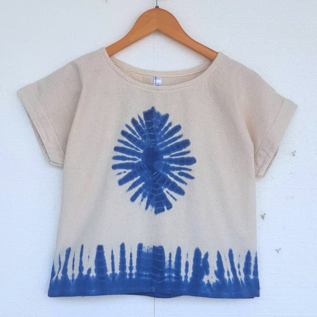 เสื้อมัดย้อม คอกลมแขนเลย ผ้าฝ้ายมัดย้อม รูปที่ 4