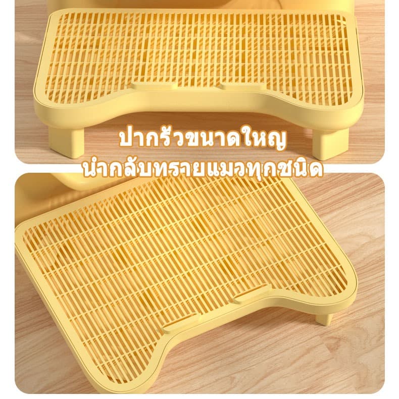 แผ่นดักทรายแมว บันไดห้องน้ำแมว 2 ชั้น ทำความสะอาดง่าย สะดวกต่อการใช้งาน ความจุขนาดใหญ่ 2IN1 ถาดรองฉี่สุนัข พรมดักทรายแมว รูปที่ 3