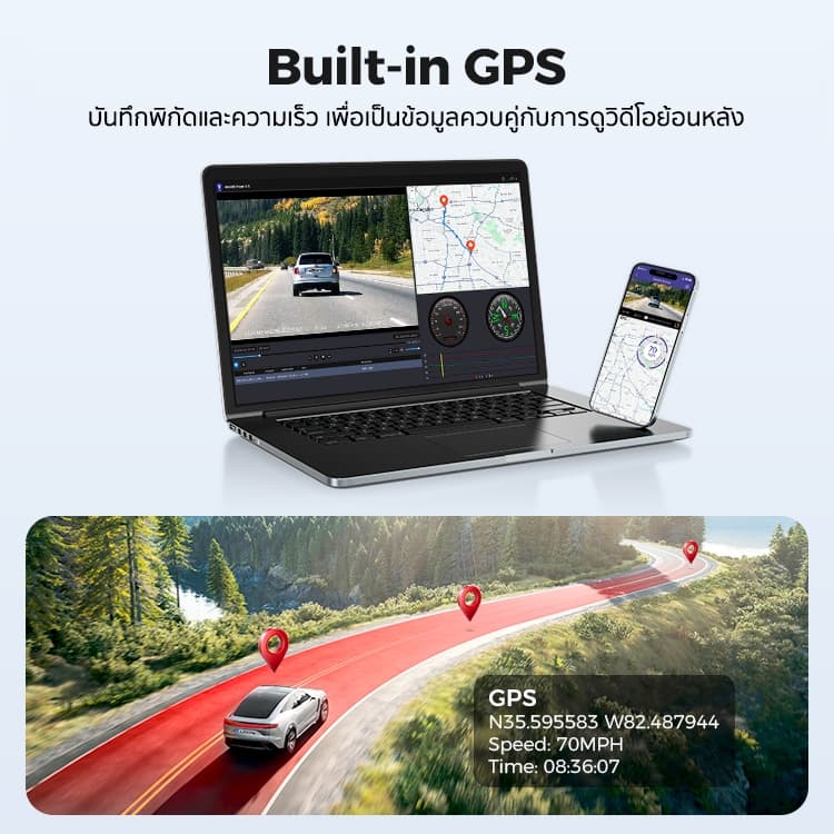 *ติดตั้งฟรี* AZDOME M330 MAX กล้องติดรถ 4K 2.5K Full HD WIFI GPS ADAS ทนร้อนสูง Capacitor รับประกัน 1 ปี รูปที่ 6