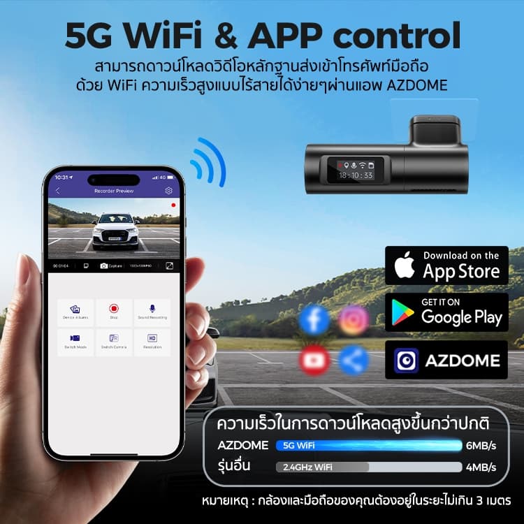 *ติดตั้งฟรี* AZDOME M330 MAX กล้องติดรถ 4K 2.5K Full HD WIFI GPS ADAS ทนร้อนสูง Capacitor รับประกัน 1 ปี รูปที่ 7