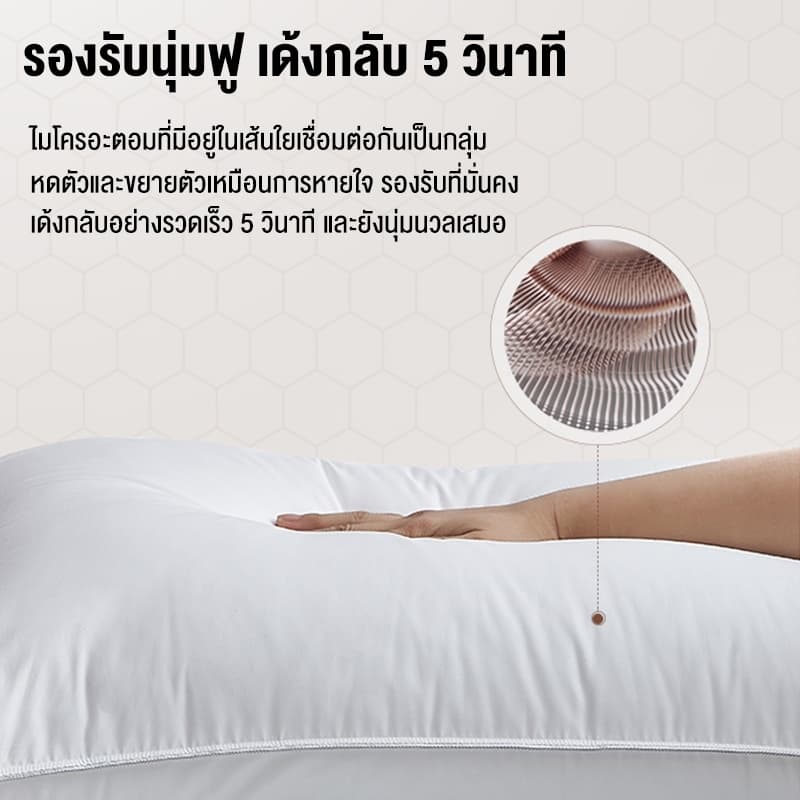 QM หมอน หมอนหนุนสุขภาพ หมอนหนุน เลือกได้ 6 สี หมอนโรงแรม 5ดาว สบายนุ่มนวล ไม่เสียรูปหลังนอนนาน แก้ปวดคอ 600/1400G รูปที่ 4
