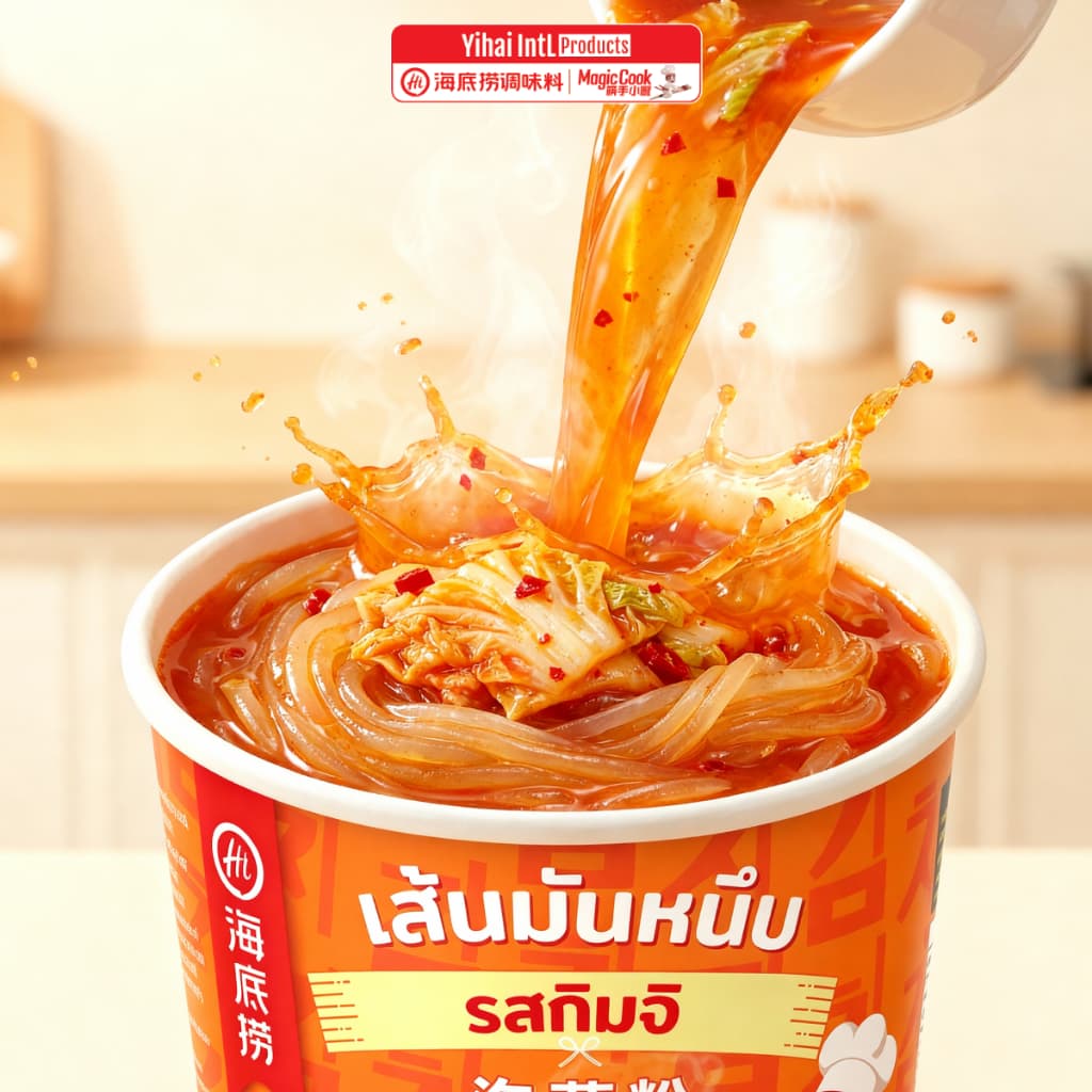 Haidilao เส้นมันหนึบคัพรสกิมจิ กึ่งสำเร็จรูป เผ็ด เข้มข้น กลมกล่อม แบบพร้อมทานแค่เติมน้ำร้อน รหัส 3026542 รูปที่ 7