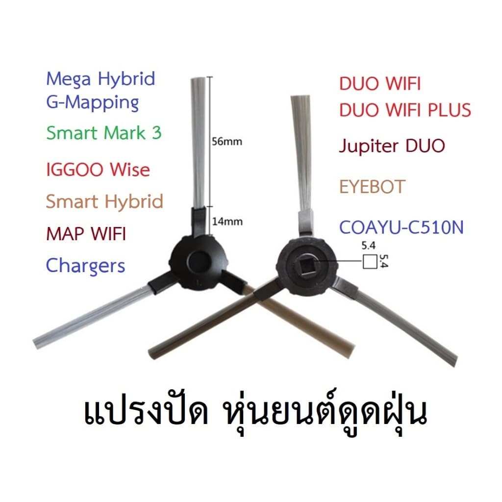 แปรงปัดข้าง Side Brush อะไหล่ หุ่นยนต์ดูดฝุ่น AutoBot - Mega,Smart 3,Hybrid, Mister Robot - DUO WIFI,Jupiter DUO,EYEBOT รูปที่ 1
