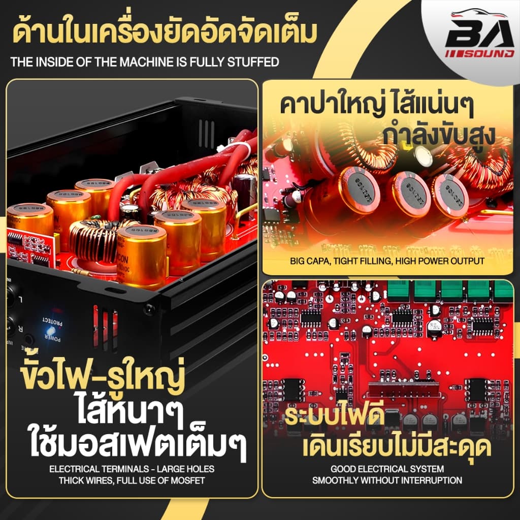 BA SOUND เพาเวอร์แอมป์ ใหม่!! CLASS D 2CH. 5500วัตต์เต็ม มีให้เลือก 2แบบ BA-55D/BA-55D+ชุดสาย ขับลำโพงซับ 10-12นิ้ว รูปที่ 4