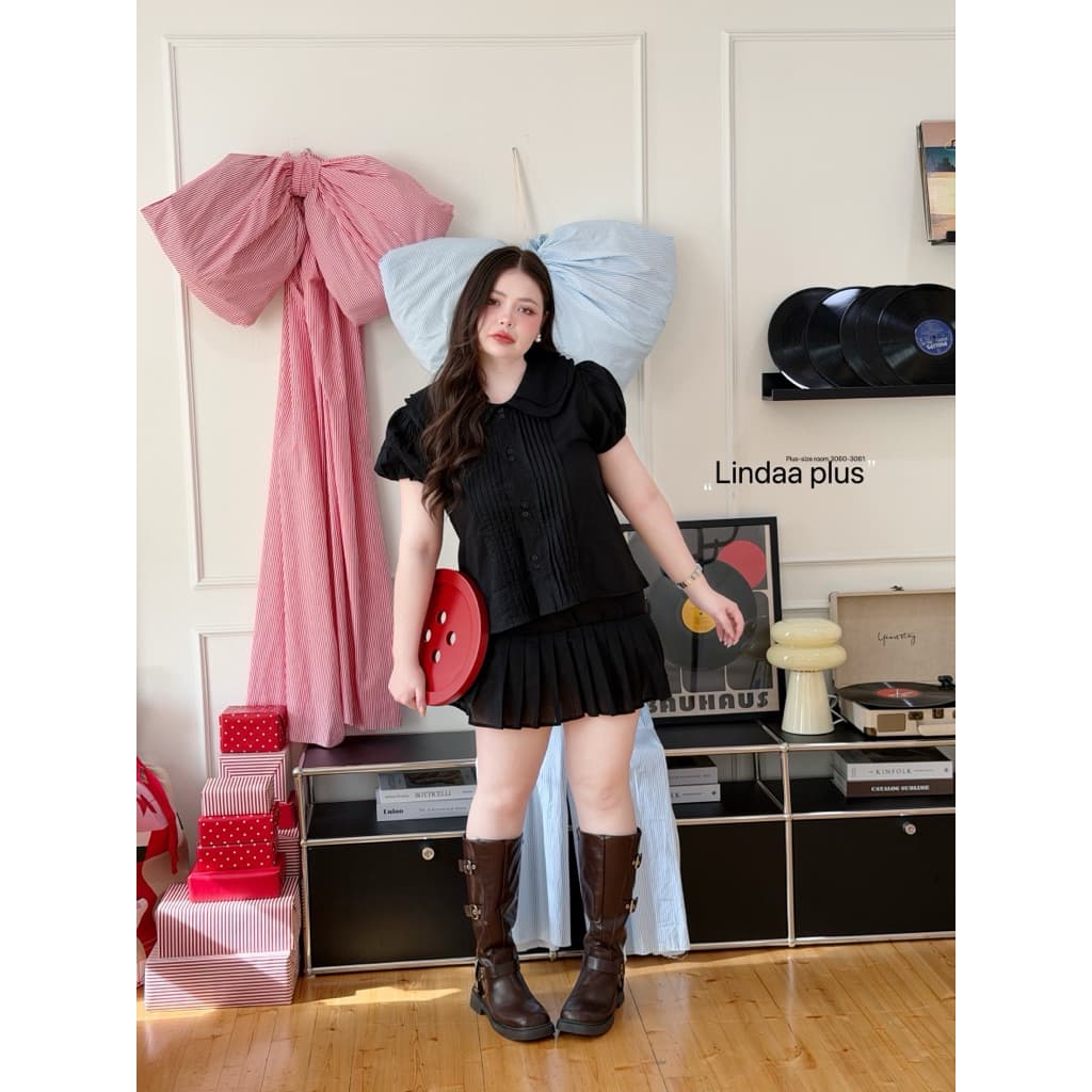 เซต เสื้อคอบัว2ชั้น+กระโปรงจีบ ผ้าฝ้าย น่ารัก เรียบร้อย แต่งลูกไม้ เสื้อผ้าสาวอวบอ้วน พลัสไซส์ ไซส์ใหญ่ รูปที่ 7