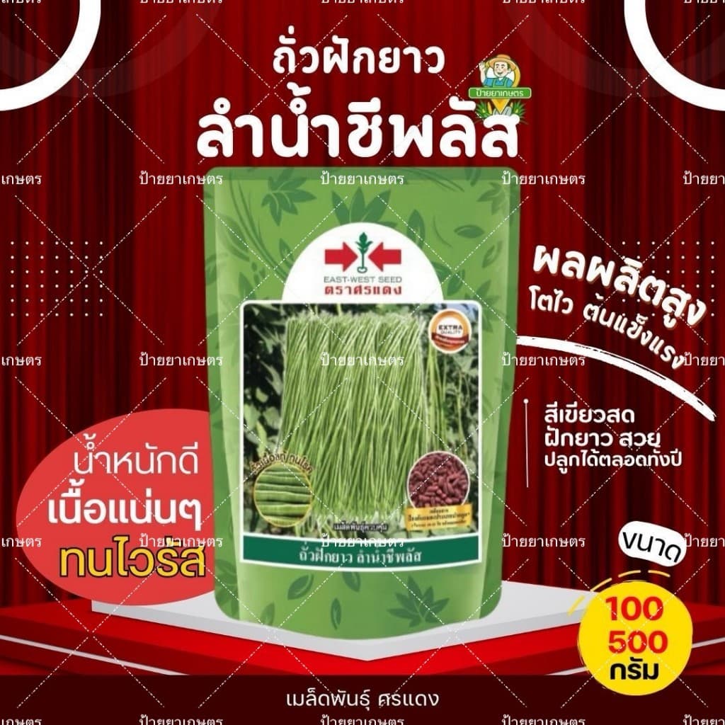 ถั่วฝักยาว ลำน้ำชีพลัส เมล็ดถั่วฝักยาว บรรจุ 100กรัม 500กรัม ตราศรแดง รูปที่ 1