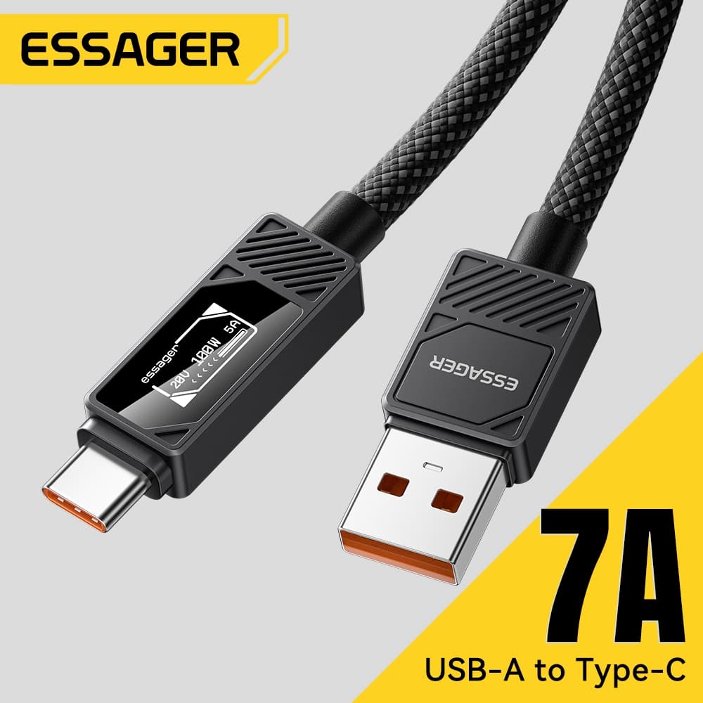 Essager USB Type C สายชาร์จเร็วสำหรับโทรศัพท์ 100W 7A 480Mbps สายถัก รูปที่ 1