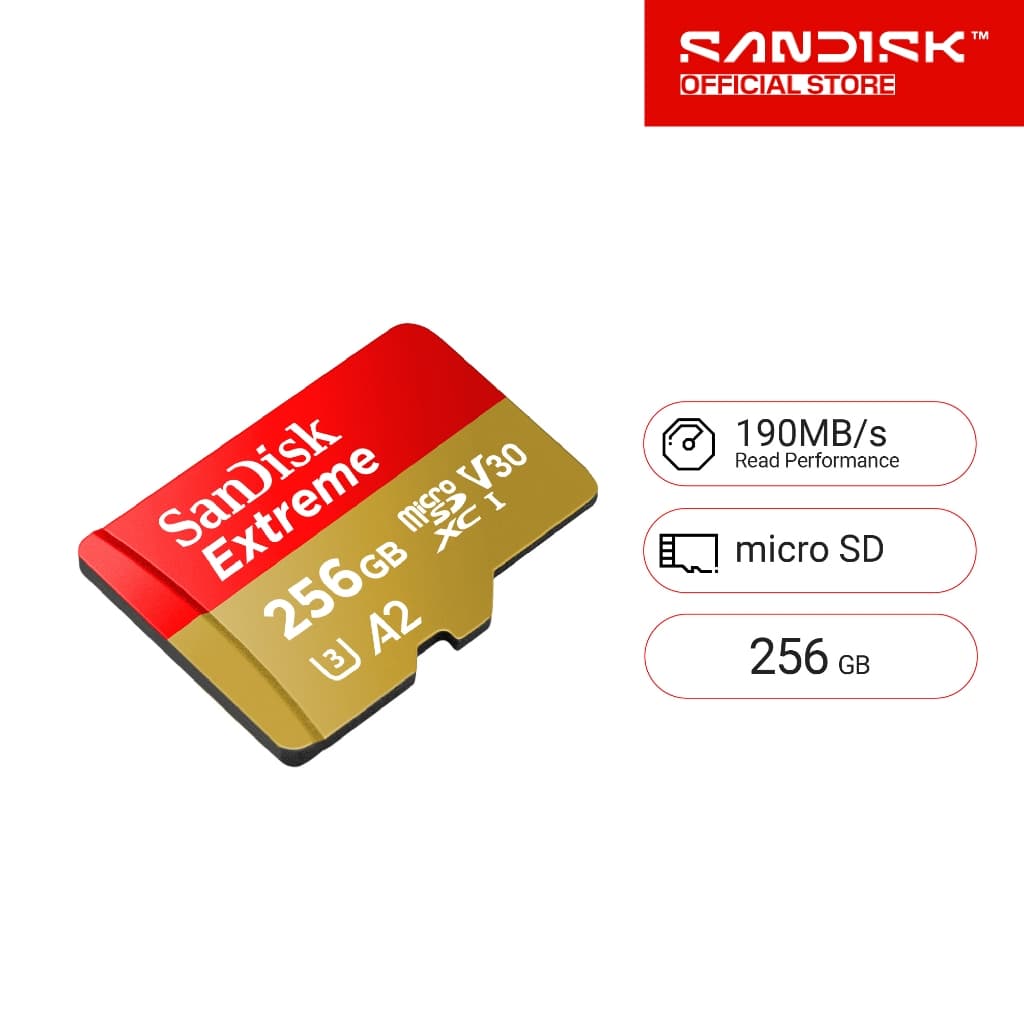 SanDisk EXTREME micro SDXC UHS-I A2 256GB reads 190MB/s writes 130MB/s รูปที่ 2