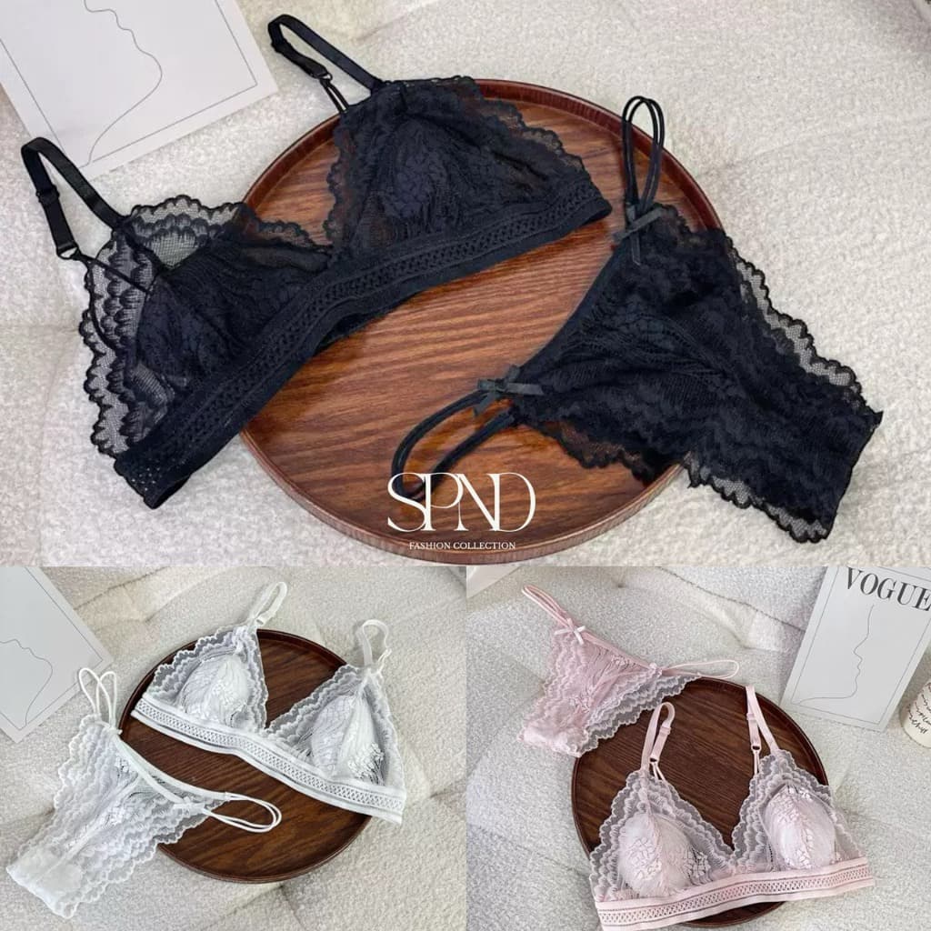 𝐒𝐏𝐍𝐃 ชุดชั้นในลูกไม้นิ่ม ฟองน้ำบาง มี3สี ดำ ชมพู ขาว สวยมากต้องมีติดตู้จ้า รูปที่ 1