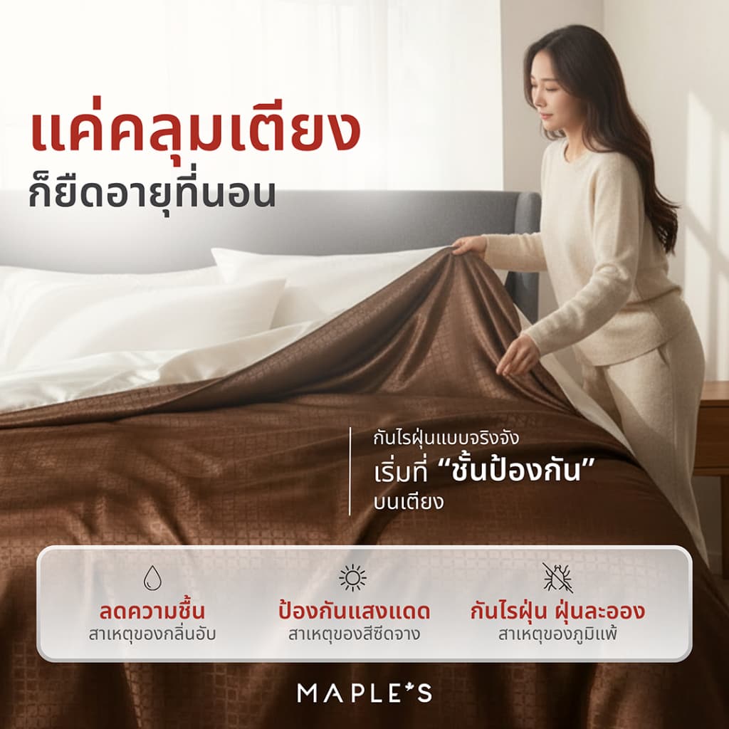 MAPLE'S ผ้าคลุมเตียง ผ้าคลุมโซฟา ผ้าคลุมเฟอร์นิเจอร์ เตียง 3.5ฟุต 5ฟุต 6ฟุต ปกป้องจากฝุ่น bedspread รูปที่ 4