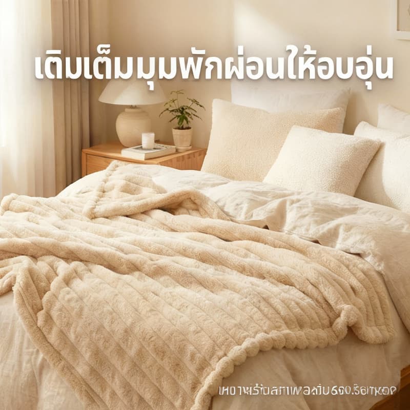 ผ้าห่มขนกระต่าย ผ้าห่มสักหลาด นุ่มพิเศษ / ผ้าห่มคลุมไหล่ เตียงเดี่ยว / ควีน / คิง ผ้าห่มอเนกประสงค์ ผ้าห่มกองนม รูปที่ 9