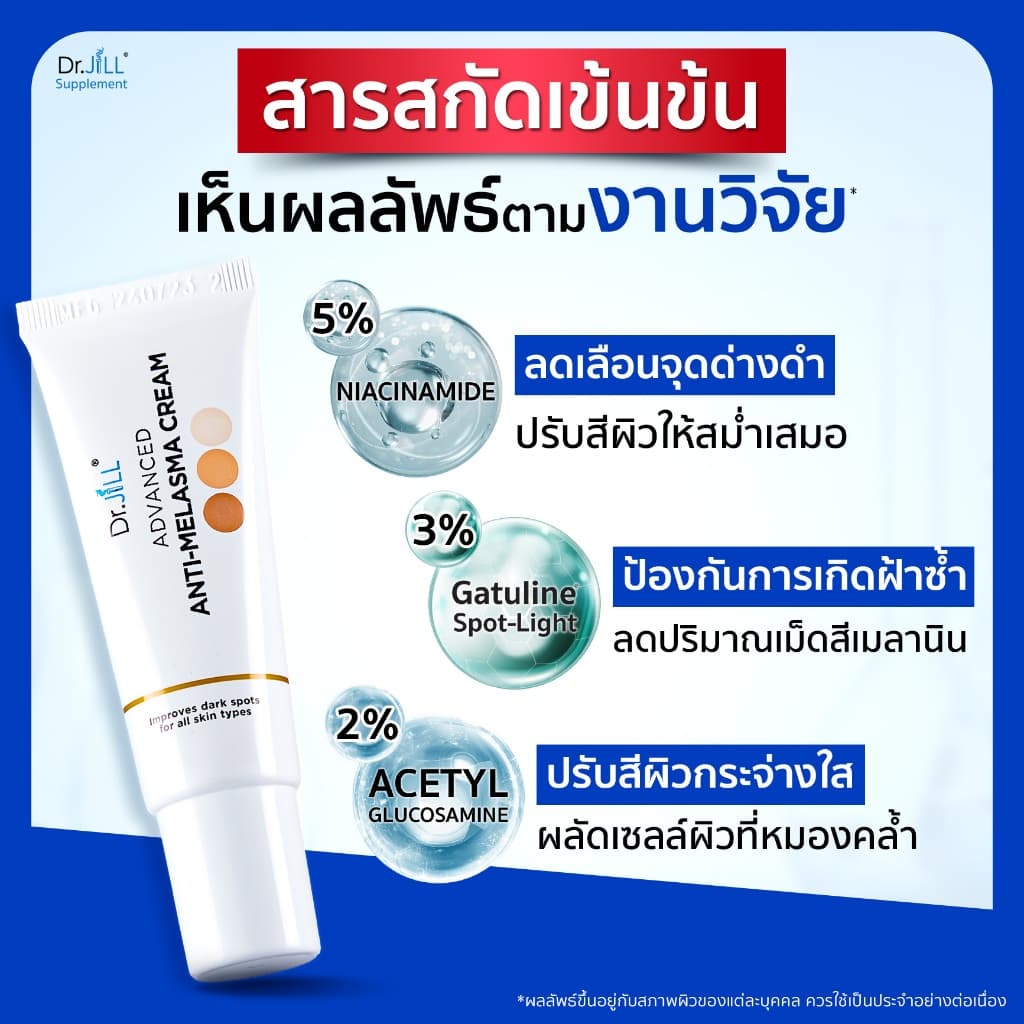 แถมสบู่ 2 ก้อน ครีมทาฝ้า Dr.JiLL Advanced Melasma 3 หลอด 15ml. รูปที่ 4