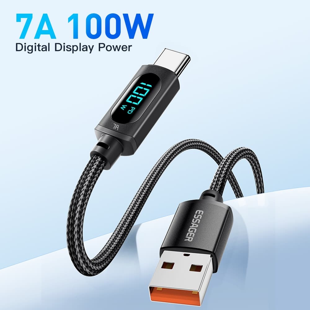 7A Essager 100W USB A To Type C To C แสดงสาย PD สายชาร์จเร็วสำหรับ Xiaomi Poco3 Samsung Huawei รูปที่ 2