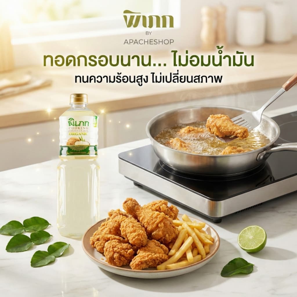 น้ำมันมะพร้าวทำอาหาร พิเภก | สำหรับผัด-ทอด คีโต | ทางเลือกที่ดีกว่าน้ำมันทำอาหารทั่วไป รูปที่ 1