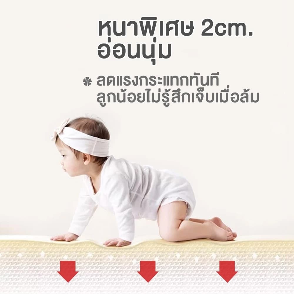 แผ่นรองคลานเด็ก XPE นำเข้า ปลอดสารพิษ นุ่มพิเศษ หนา 2 ซม. แผ่นโฟมแบบประสาน รูปที่ 6