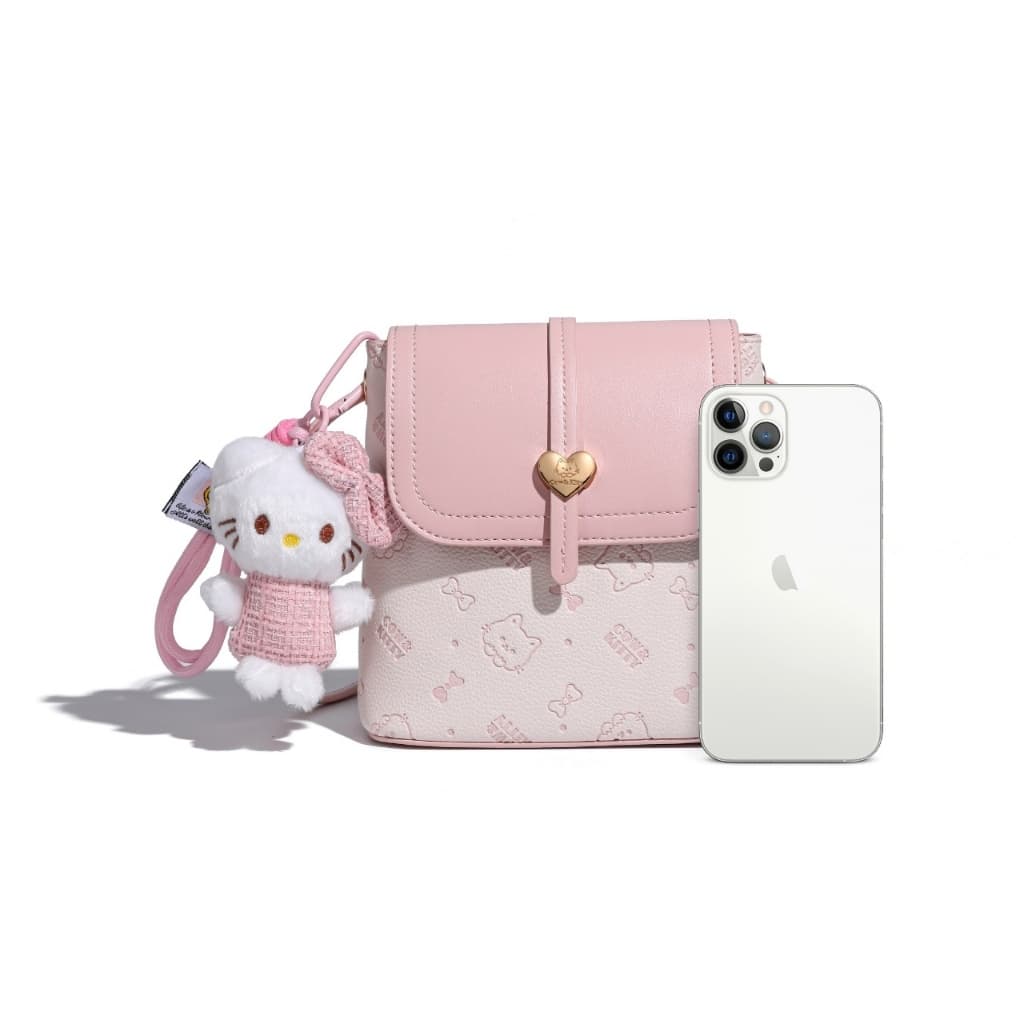 กระเป๋าสะพายข้าง Cow&Kitty สำหรับผู้หญิง หนัง PU สีชมพู น่ารัก กระเป๋าคิตตี้ พกพาง่าย กระเป๋าสะพายไหล่ผู้หญิง รูปที่ 4