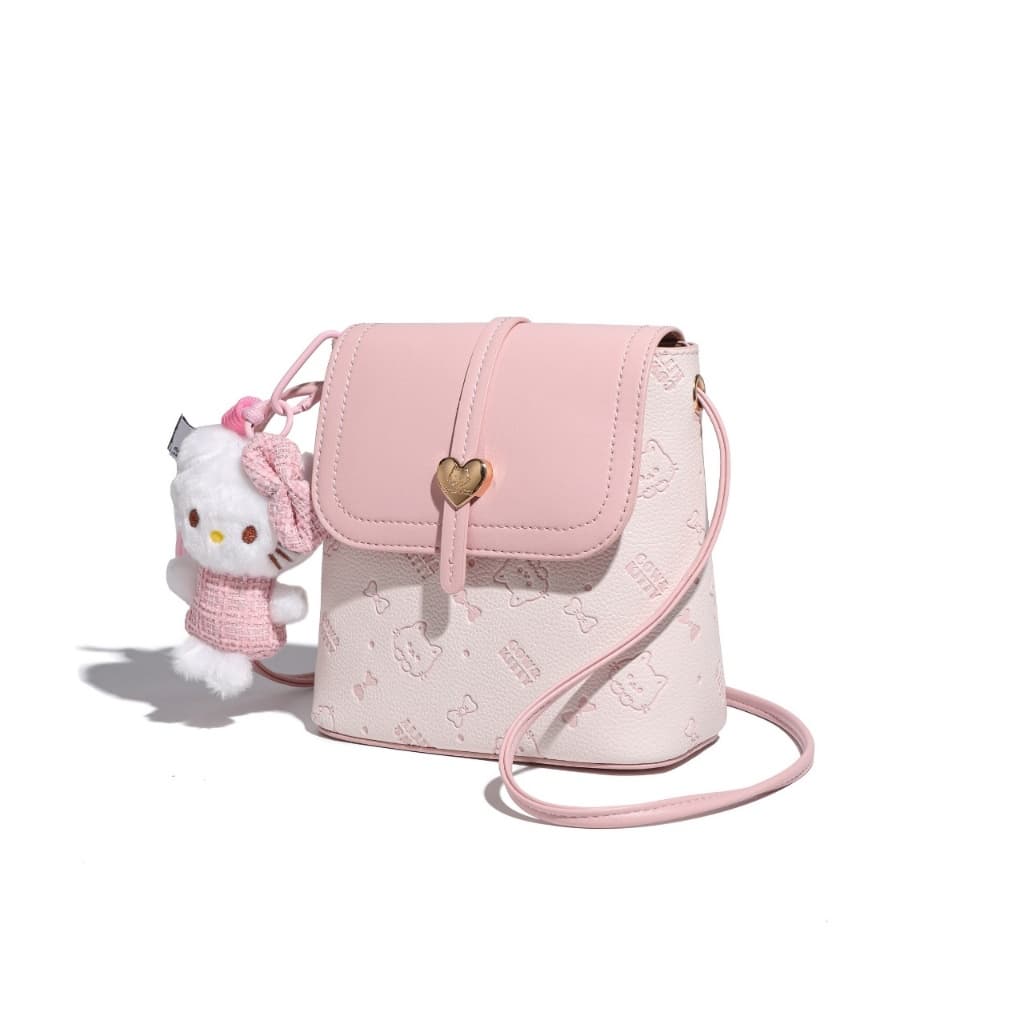 กระเป๋าสะพายข้าง Cow&Kitty สำหรับผู้หญิง หนัง PU สีชมพู น่ารัก กระเป๋าคิตตี้ พกพาง่าย กระเป๋าสะพายไหล่ผู้หญิง รูปที่ 5
