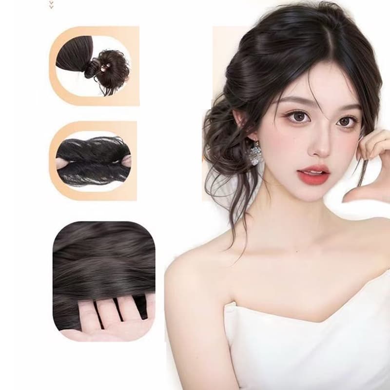 แฮร์พีชยางรัดผมทรงดังโงะ ผมปลอมแบบยางรัดสไตล์เกาหลี เปลี่ยนลุคได้ง่ายๆ ไหมนิ่ม เรียบเนียนไปกับผมจริง รูปที่ 6