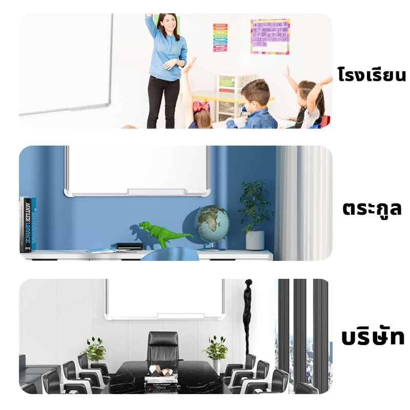 ไวท์บอร์ด Whiteboard ไวท์บอร์ดติดผนัง กระดานเขียนลบไดสามารถออกใบกำกับภาษีได้ แถมปากกาและแปรงลบกระดาน รูปที่ 2