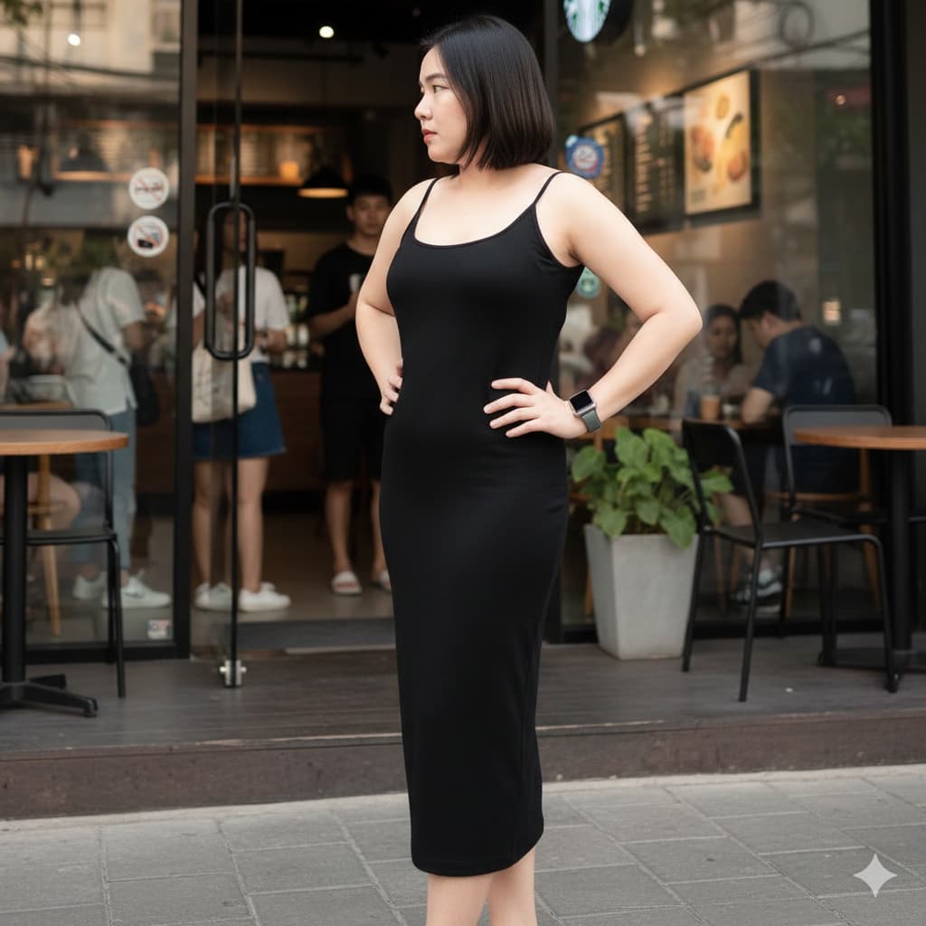 { สายเดี่ยวเว้าเดรส L } เดรสสายเดี่ยว ผ้าเรย่อน เดรสยาว Midi CHOTYSHOP สินค้าผลิตในไทย BALL.A รูปที่ 1