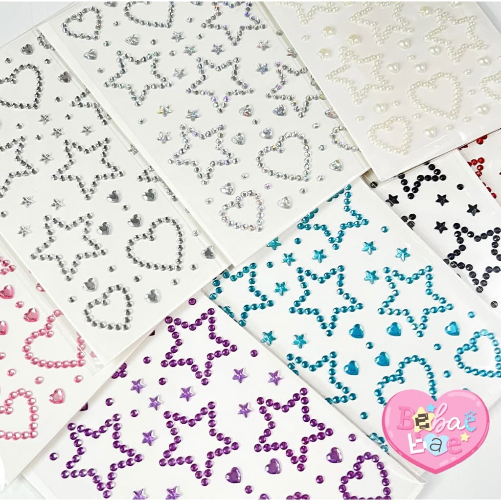 crystal sticker สติกเกอร์เพชร diy ลายดาว หัวใจ รูปที่ 1
