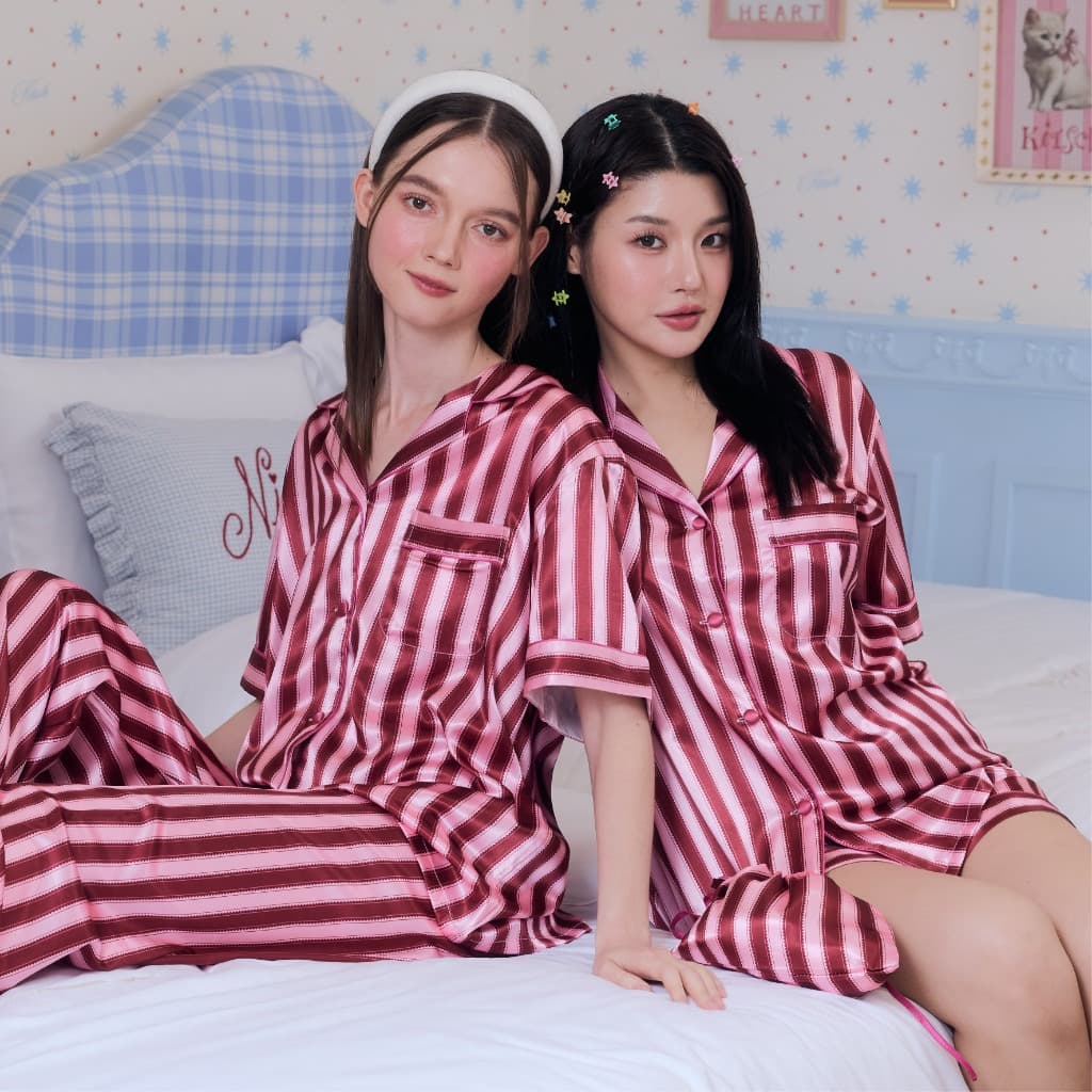 ชุดนอน Plussize ผ้าซาติน Vana ไซส์ใหญ่ 4XL หลับดี นุ่มเย็นสบาย | ชุดนอน เสื้อ กางเกง รูปที่ 6